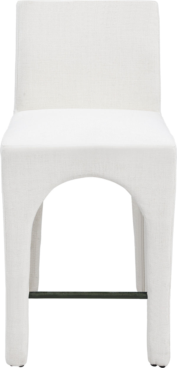 Gramercy Cream Linen Textured Fabric Stool 754Cream-C Meridian Furniture