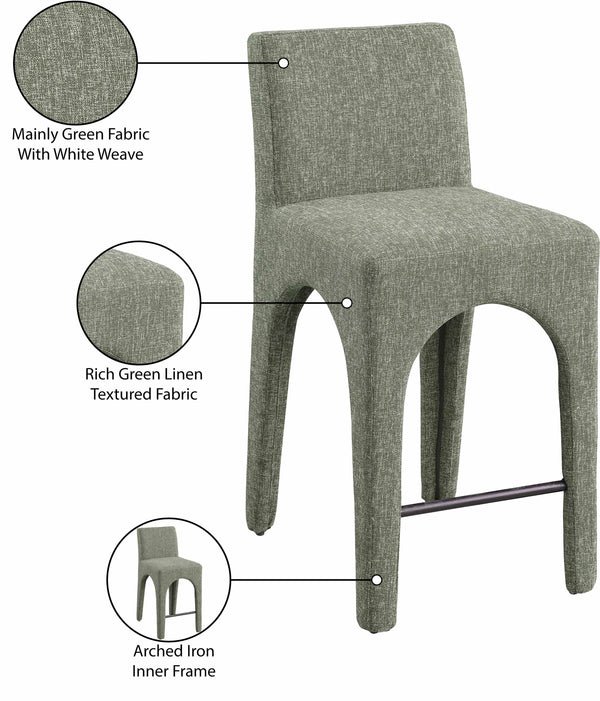 Gramercy Green Linen Textured Fabric Stool 754Green-C Meridian Furniture