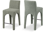 Gramercy Green Linen Textured Fabric Stool 754Green-C Meridian Furniture