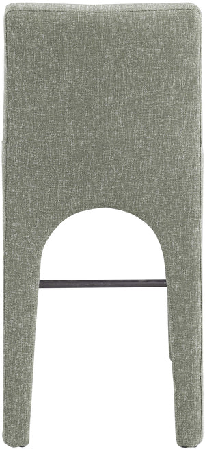 Gramercy Green Linen Textured Fabric Stool 754Green-C Meridian Furniture