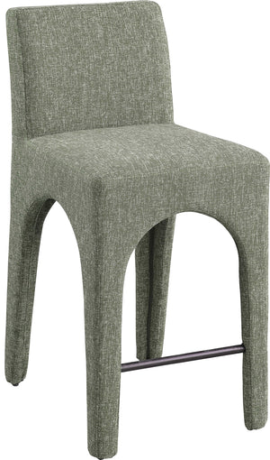Gramercy Green Linen Textured Fabric Stool 754Green-C Meridian Furniture