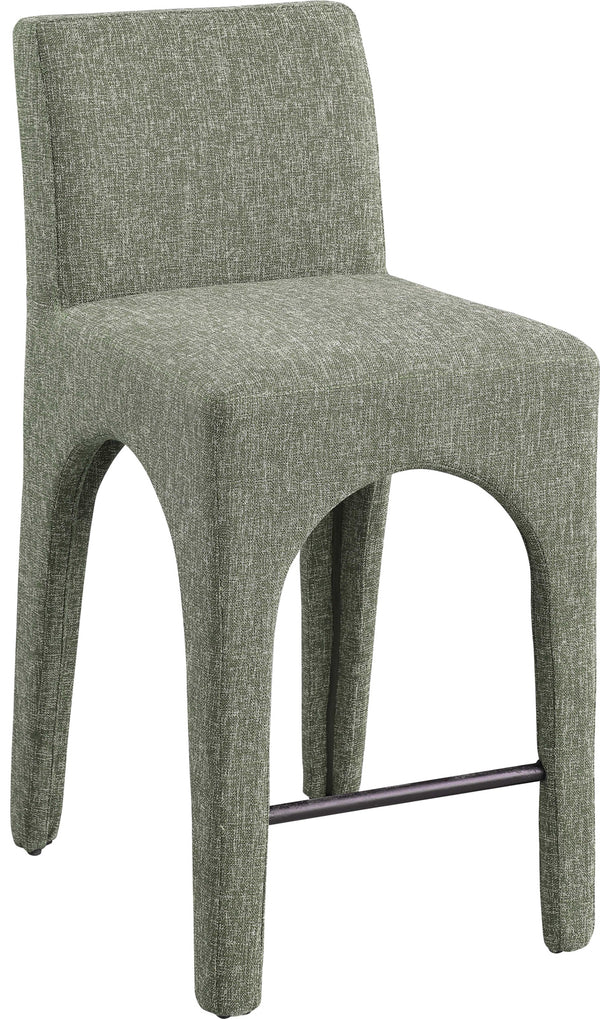 Gramercy Green Linen Textured Fabric Stool 754Green-C Meridian Furniture