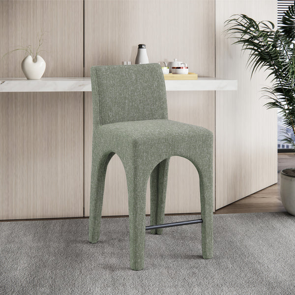 Gramercy Green Linen Textured Fabric Stool 754Green-C Meridian Furniture