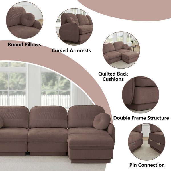 English Elm Chenille Cloud Loveseat with Quilted Back Cushions Deep Foam Seat Modern Living Room Sofa Rose Dust W714S01774