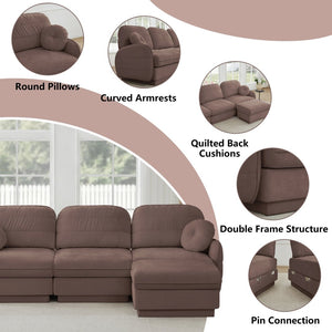 English Elm Chenille Cloud Modular Loveseat with Deep Foam Cushions Quilted Back and Ottoman Rose Dust W714S01775