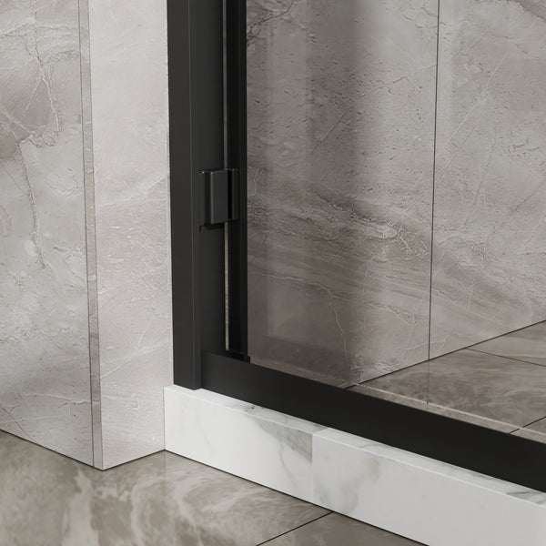 English Elm Goodyo Double Sliding Glass Shower Door - 60" W X 72" H, Matte Black Aluminum Frame & Tempered Glass D163107683