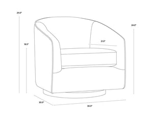 Sunpan Hazel Swivel Lounge Chair - Stylish Barrel Back Design, Perfect for Living Rooms and Offices Dark Bronze / Gold Sky