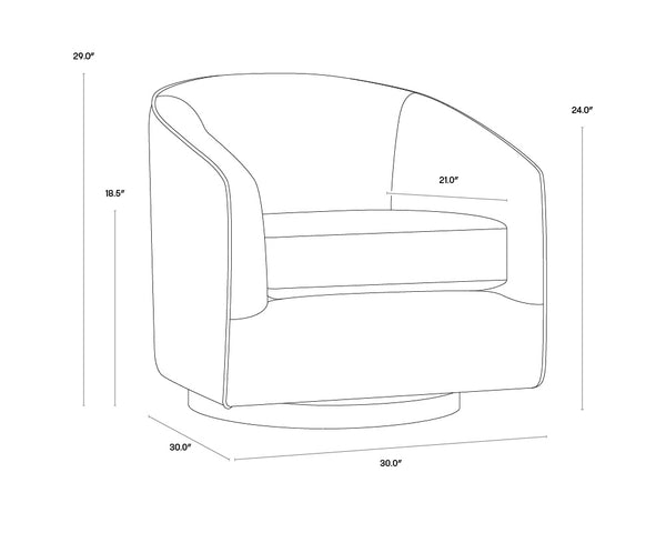 Sunpan Hazel Swivel Lounge Chair - Stylish Barrel Back Design, Perfect for Living Rooms and Offices Dark Bronze / Gold Sky
