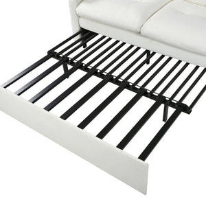 English Elm Convertible Pull Out Sofa Bed Queen Size with Steel Frame, Dual Armrests, Chenille Sleeper Couch with Storage and Casters Beige W3163P269692