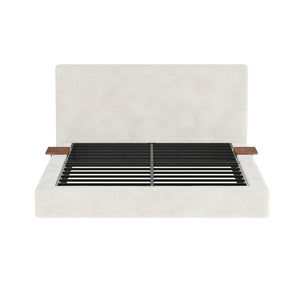 English Elm Airframe Queen Upholstered Bed Chenille Foam Cushion Sliding Shelf Low Profile W1820P465972