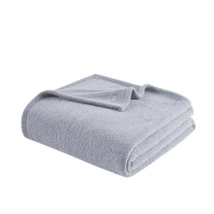 JLA Home Madison Park - Blanket — Ultra-Soft OEKO-TEX Certified Cozy Throw for Everyday Warmth, Neutral Styling, Easy Care Grey BR51-4441