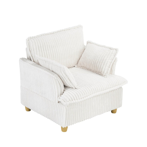 English Elm This Corduroy Single Seat Accent Chair with Ottoman and Pillows for Cozy Nook Spaces W1658P254570