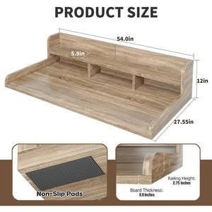 English Elm Washer Dryer Wood Look Shelf Topper with Raised Edge Double Layer Laundry Organizer Brown+Sand W2641P442523