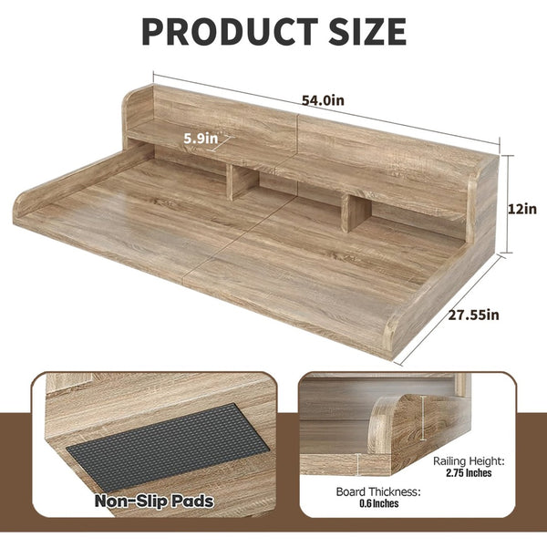 English Elm Washer Dryer Wood Look Shelf Topper with Raised Edge Double Layer Laundry Organizer Brown+Sand W2641P442523