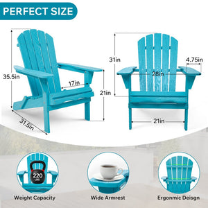 English Elm Wood Folding Adirondack Chair Solid Hemlock Embossed Grain Outdoor Patio Lounge Seat Turquoise Blue W1390P462315