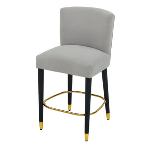 English Elm Christopher Knight Home® - 27inch-counterstool, modern rubberwood frame with light fabric upholstery, gold circular footrest accent Grey N780P224409G
