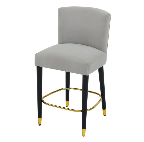 English Elm Christopher Knight Home® - 27inch-counterstool, modern rubberwood frame with light fabric upholstery, gold circular footrest accent Grey N780P224409G