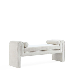 English Elm Concord Chenille Accent Bench Ivory — 59" Kiln-Dried Pine Frame, Plush Foam Padding, 2 Bolsters, No Assembly B365P398216