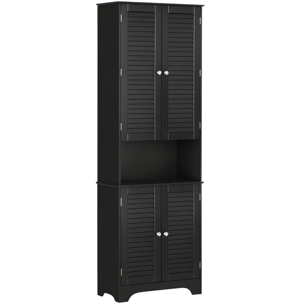 English Elm Black Tall Narrow Mdf Storage Cabinet with Doors Adjustable Shelves Bathroom Tower T3971P416286