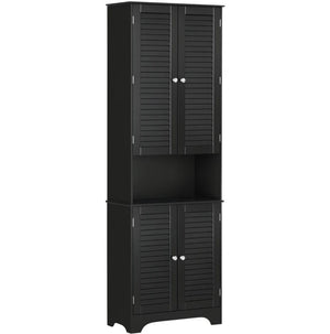 English Elm Black Tall Narrow Mdf Storage Cabinet with Doors Adjustable Shelves Bathroom Tower T3971P416286