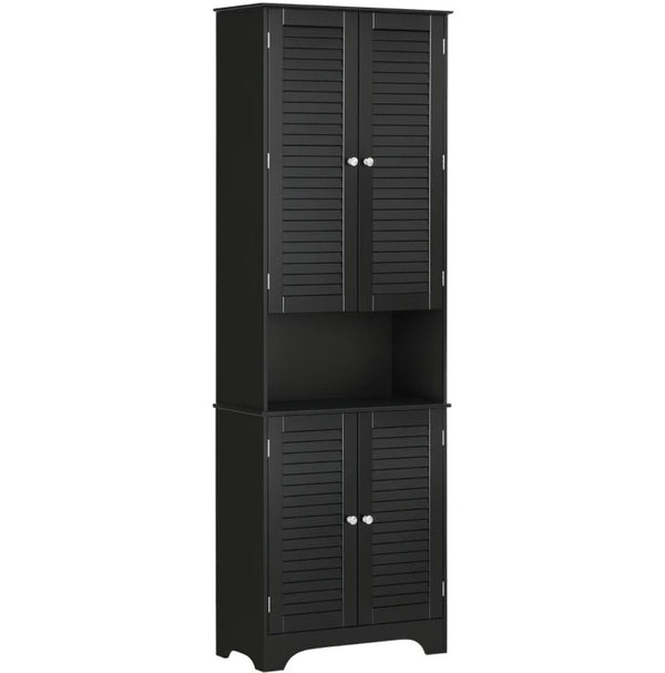 English Elm Black Tall Narrow Mdf Storage Cabinet with Doors Adjustable Shelves Bathroom Tower T3971P416286