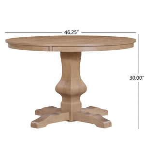 English Elm Christopher Knight Home® - Round Rustic Dining Table With Pedestal Base - Light Natural Finish, Durable Solid Wood & Mdf Design N771P355874A_N771P355875A