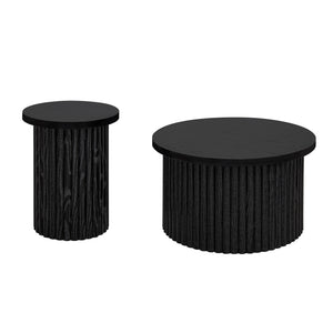 English Elm Coffee Table Set Of 2 - Modern Round Nesting Side Tables For Stylish Living Room & Small Spaces W688P248110