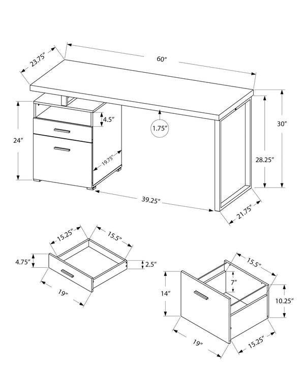 English Elm Computer 60" Work Desk with Reversible Left/Right Setup, File Drawer & Open Cubby for Office Storage taupe 64 L x 27 W x 7 H B2710P219620