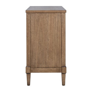 English Elm Woven Cane Accent Cabinet Toasted Almond Finish, Solid Wood Legs, Mid-Century Storage Console B035P256568