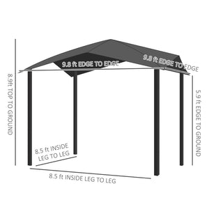 English Elm Outsunny 10' X 10' Modern Soft Top Patio Gazebo With Geometric Canopy - Durable All-Weather Frame, Gray W2225P200939-GIGA