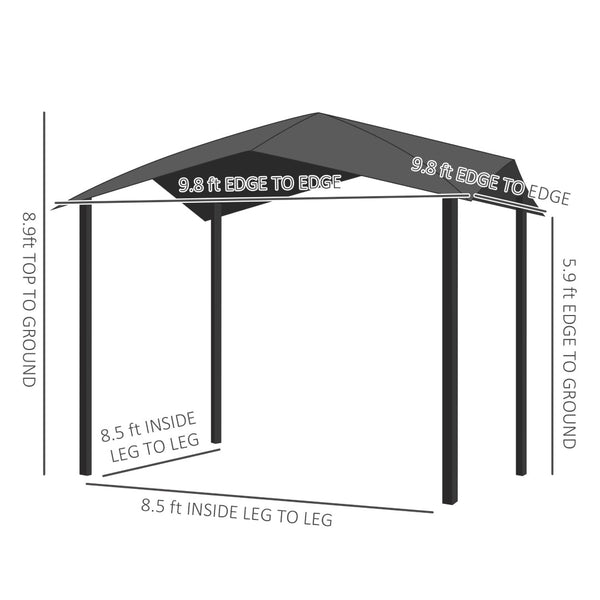 English Elm Outsunny 10' X 10' Modern Soft Top Patio Gazebo With Geometric Canopy - Durable All-Weather Frame, Gray W2225P200939-GIGA