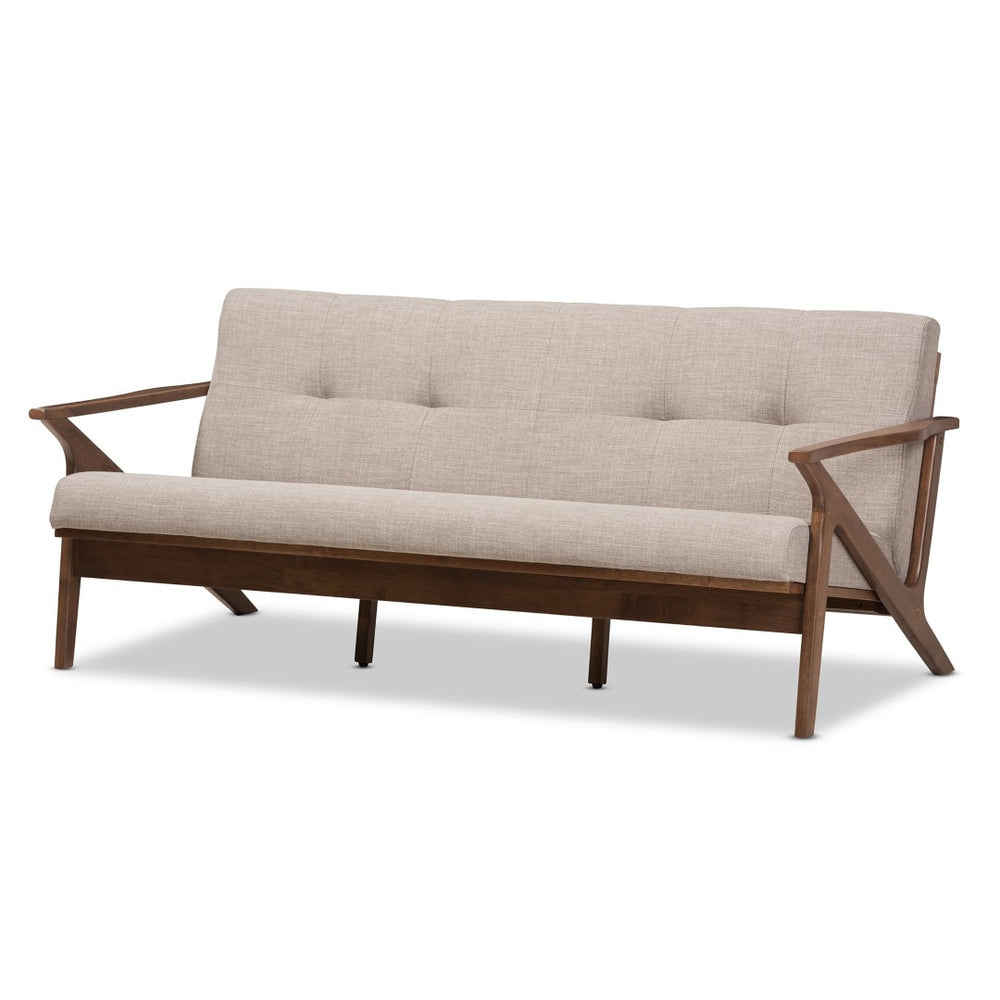 Baxton Studio Baxton Studio Bianca 3-Seater Sofa - Mid-Century Modern Light Grey Fabric & Walnut Frame Design Bianca-Light Grey/Walnut Brown-SF