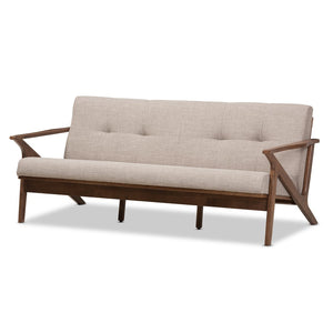 Baxton Studio Baxton Studio Bianca 3-Seater Sofa - Mid-Century Modern Light Grey Fabric & Walnut Frame Design Bianca-Light Grey/Walnut Brown-SF