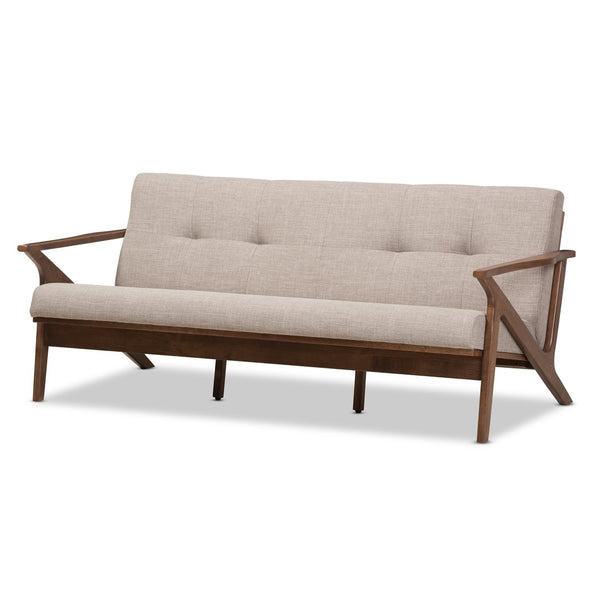 Baxton Studio Baxton Studio Bianca 3-Seater Sofa - Mid-Century Modern Light Grey Fabric & Walnut Frame Design Bianca-Light Grey/Walnut Brown-SF
