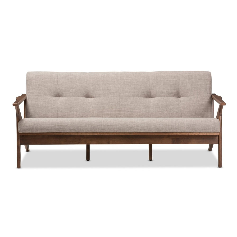 Baxton Studio Baxton Studio Bianca 3-Seater Sofa - Mid-Century Modern Light Grey Fabric & Walnut Frame Design Bianca-Light Grey/Walnut Brown-SF