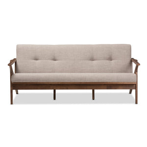 Baxton Studio Baxton Studio Bianca 3-Seater Sofa - Mid-Century Modern Light Grey Fabric & Walnut Frame Design Bianca-Light Grey/Walnut Brown-SF
