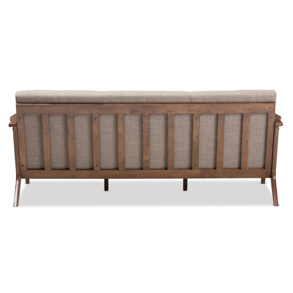Baxton Studio Baxton Studio Bianca 3-Seater Sofa - Mid-Century Modern Light Grey Fabric & Walnut Frame Design Bianca-Light Grey/Walnut Brown-SF