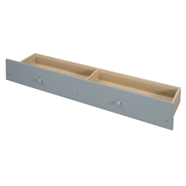 English Elm Full Size Wall Murphy Bed Cabinet with Storage Drawer and Built-in Usb Charging Gray N708P205903E