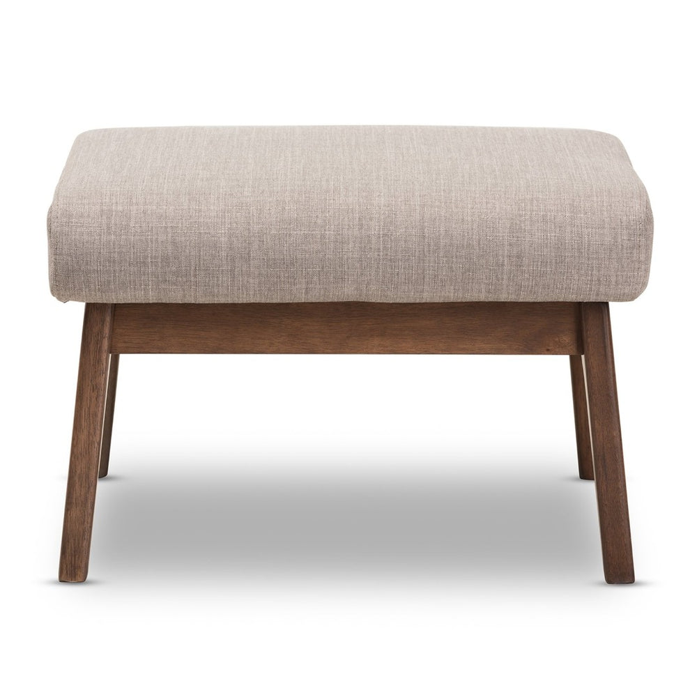 Baxton Studio Baxton Studio Bianca Ottoman - Stylish Mid-Century Modern Light Grey Upholstered Footrest & Accent Table Bianca-Light Grey/Walnut Brown-Otto