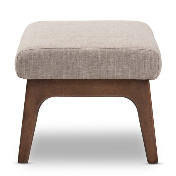 Baxton Studio Baxton Studio Bianca Ottoman - Stylish Mid-Century Modern Light Grey Upholstered Footrest & Accent Table Bianca-Light Grey/Walnut Brown-Otto