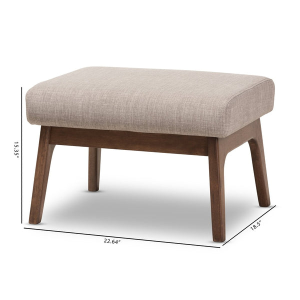 Baxton Studio Baxton Studio Bianca Ottoman - Stylish Mid-Century Modern Light Grey Upholstered Footrest & Accent Table Bianca-Light Grey/Walnut Brown-Otto