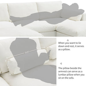 English Elm [video]86.5'' Chenille U-shaped Sectional with Dual Ottomans and Storage Pockets for Living Rooms White N723S7723A