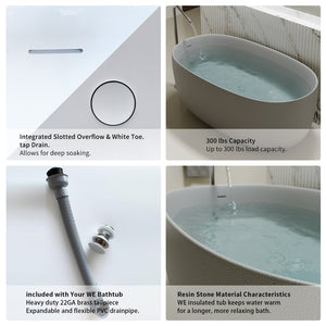 English Elm 47'' Stone Resin Freestanding Soaking Tub Sculptural Modern Bath with Drain Included W2753P478406