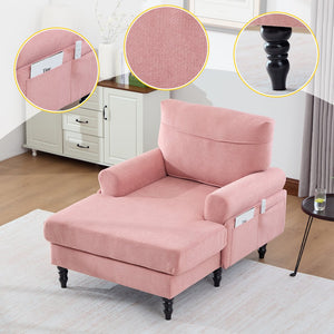 English Elm Modern Chenille Fabric Recliner Chaise Lounge Sofa with High-Resilience Foam, 550LB Capacity, Cozy Plush Backrest and Armrests for Living Room Relaxation Pink W395P371343