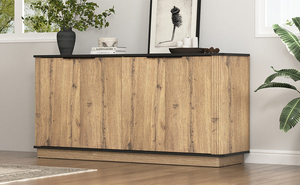 English Elm Multi-Functional Mdf Sideboard - Stylish Storage For Tvs & Tableware, Compact Design, Easy Assembly W3226P279083
