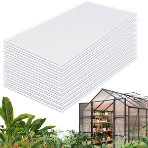 English Elm 10 Pack Twin Wall Polycarbonate Greenhouse Panels Uv Blocking Insulated Roofing Sheets W3213P460535