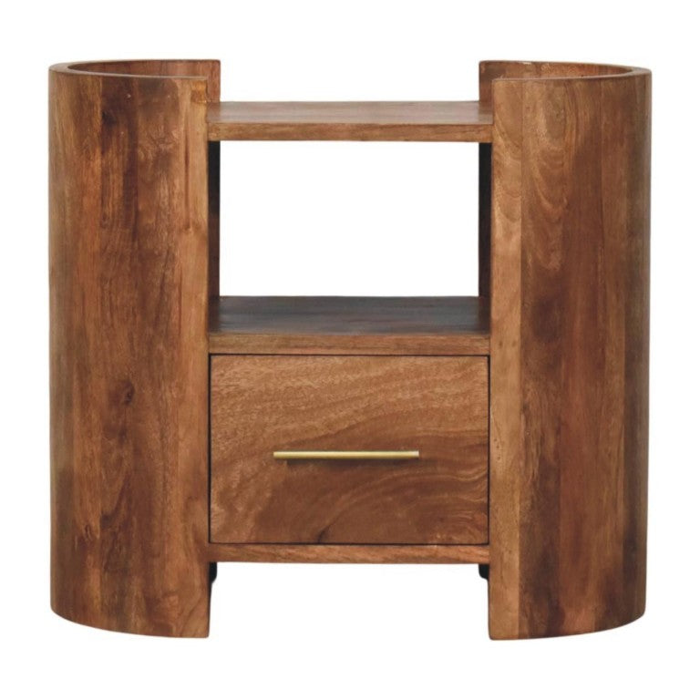 HomeRoots 20 Inch Solid Wood Single Drawer Nightstand in Warm Golden Brown Bedroom Storage 755325