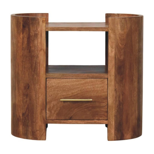 HomeRoots 20 Inch Solid Wood Single Drawer Nightstand in Warm Golden Brown Bedroom Storage 755325