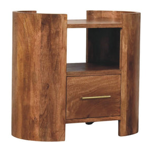 20 Inch Solid Wood Single Drawer Nightstand in Warm Golden Brown Bedroom Storage