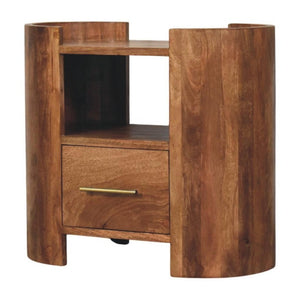 20 Inch Solid Wood Single Drawer Nightstand in Warm Golden Brown Bedroom Storage
